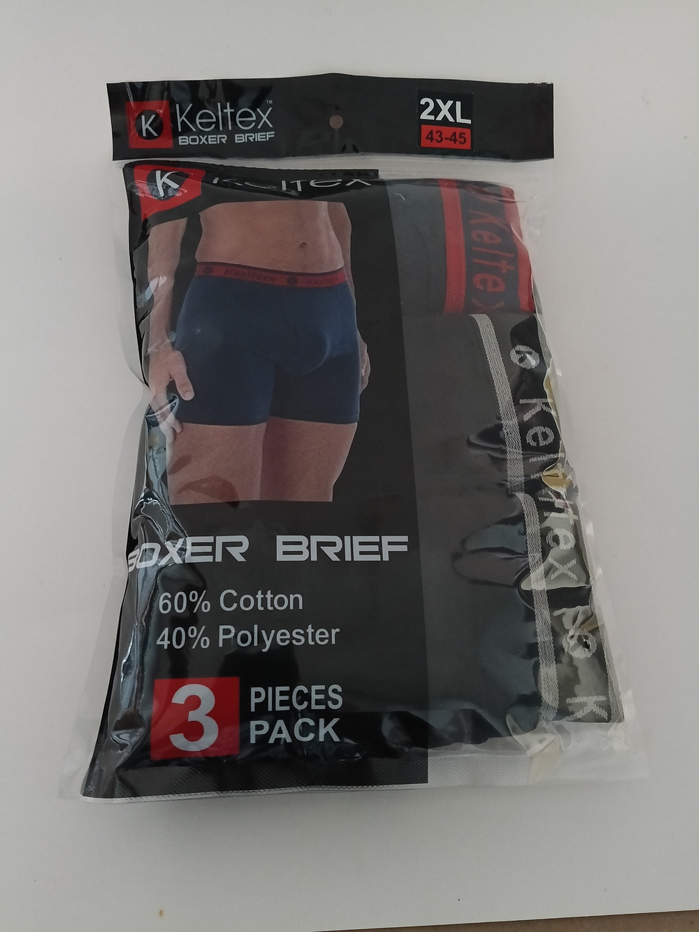 Keltex Men's Boxer Briefs 3-Pack Comfort size 2XL Stretch Underwear